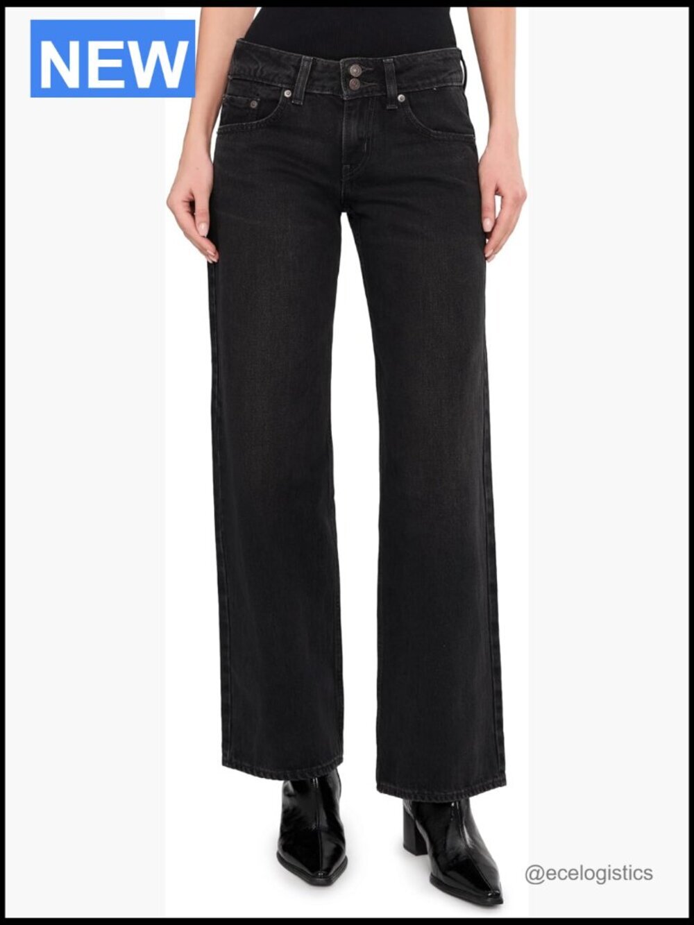 Low Rise Straight Leg Non-Stretch Jeans with Zip Fly